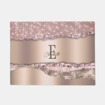 Trendy Rose Gold Diamonds Glitzer Monogram