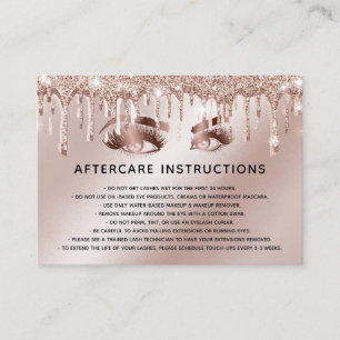 Trendy Rose Gold Eye mit Gold Tropfen Aftercare Empfehlungskarte