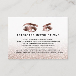 Trendy Rose Gold Eye Rose Gold Glitzer Aftercare Empfehlungskarte