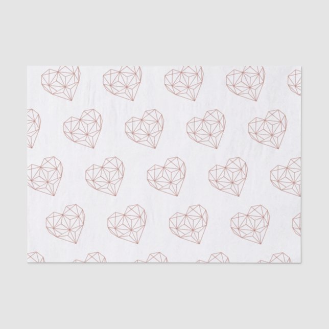 Trendy Rose Gold Foil Geometric Herzmuster Seidenpapier (Vorderseite)