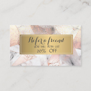 Trendy Rose Gold Geometric Marble Empfehlungskarte