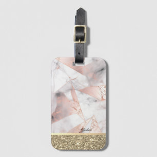Trendy Rose Gold Geometric Marble Gepäckanhänger