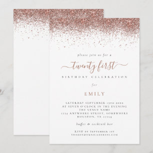 Trendy Rose Gold Glitzer 21. Geburtstag Party Einladung