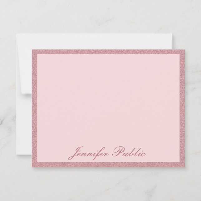 Trendy Rose Gold Glitzer Beruflich kalligrafiert Mitteilungskarte (Vorderseite)