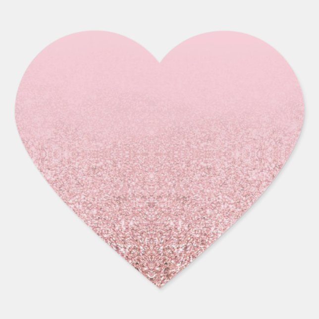 Trendy Rose Gold Glitzer Blank Elegante Vorlage Herz-Aufkleber (Vorderseite)
