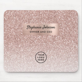 Trendy Rose Gold Glitzer Boss Lady CEO Logo Mousepad