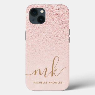Trendy Rose Gold Glitzer Extravagante Initialen un Case-Mate iPhone Hülle