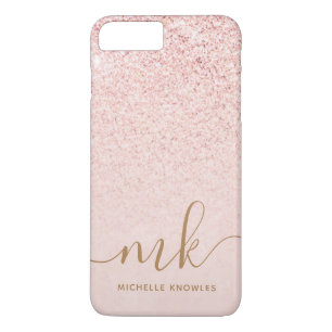Trendy Rose Gold Glitzer Extravagante Initialen un Case-Mate iPhone Hülle