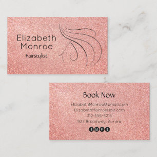 Trendy Rose Gold Glitzer Friseur Salon Visitenkarte