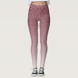Trendy Rose Gold Glitzer Girly Ombre Leggings