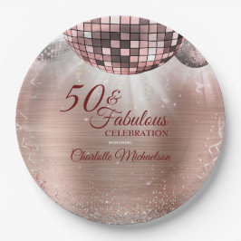 Trendy Rose Gold Glitzer Glam 50 & Fantastische Di Pappteller