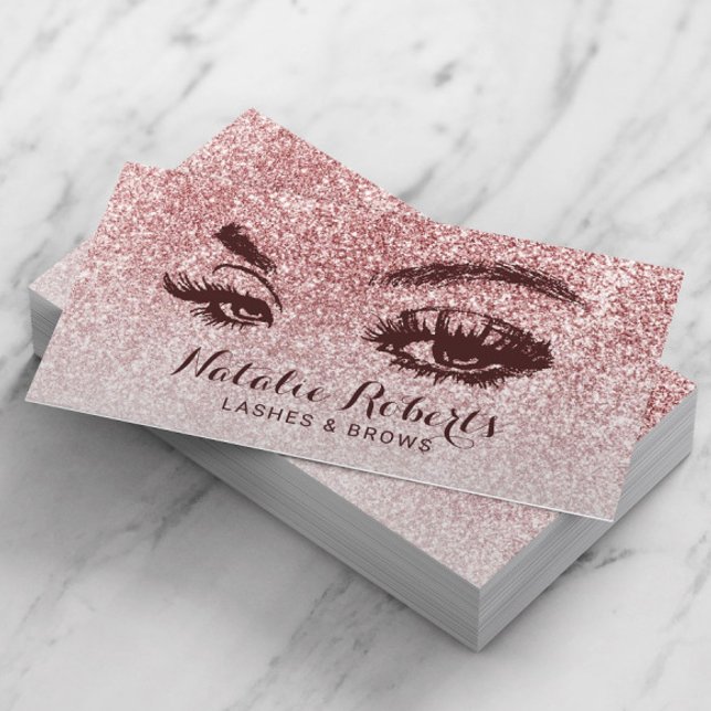 Trendy Rose Gold Glitzer Lashes Eyelash Salon Visitenkarte (Von Creator hochgeladen)