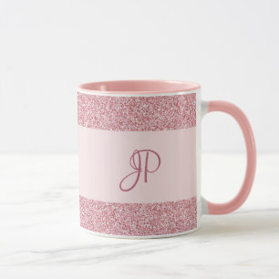 Trendy Rose Gold Glitzer Look Template Monogramm Tasse