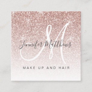 Trendy Rose Gold Glitzer Makeup Artist Hair Salon Quadratische Visitenkarte