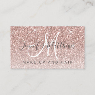 Trendy Rose Gold Glitzer Makeup Artist Hair Salon Visitenkarte