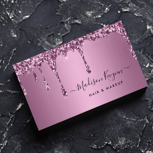 Trendy Rose Gold Glitzer Makeup Artist Salon Visitenkarte (Von Creator hochgeladen)
