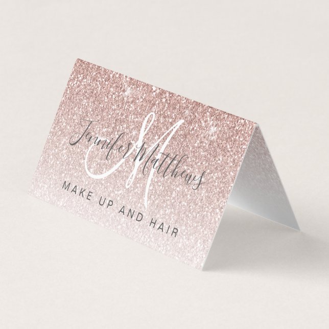 Trendy Rose Gold Glitzer Makeup Artist Salon Visitenkarten (Vorderseite)