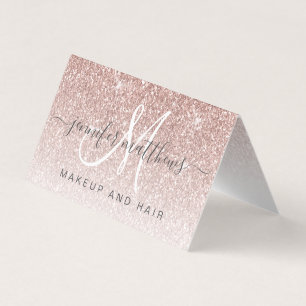 Trendy Rose Gold Glitzer Makeup Artist Salon Visitenkarten