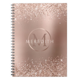 Trendy Rose Gold Glitzer Metallic Monogram Notizblock