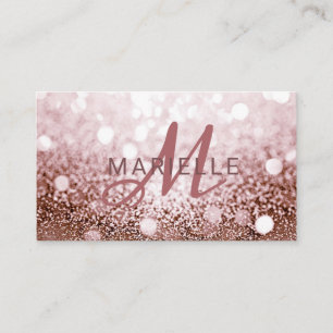 Trendy Rose Gold Glitzer Monogram Visitenkarte