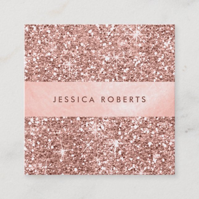 Trendy Rose Gold Glitzer Muster Hübsch Quadratische Visitenkarte (Vorderseite)