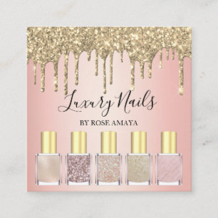 Trendy Rose Gold Glitzer Nail Polnisch Quadratische Visitenkarte