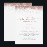 Trendy Rose Gold Glitzer Script Sweet 16 Einladung<br><div class="desc">Trendy Rose Gold Glitzer Script Sweet 16. Verfügbar in digitaler Form und gedruckt. Eine Grenze von Rose Gold Glitzer auf beiden Seiten, und 16 . Geburtstag ist in einem handgeschriebenen Stil Skript. Personalisieren Sie den Text einfach auf Ihre eigenen Daten. Sie können Text- und Hintergrundfarben auch über die Option Weitere...</div>