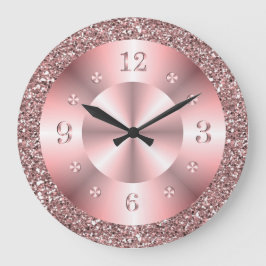 Trendy Rose Gold Glitzer Sparkone Große Wanduhr