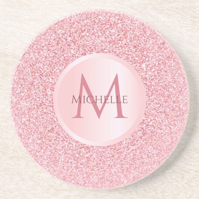 Trendy Rose Gold Glitzer Template Stilvoll Girly Getränkeuntersetzer (Vorne)