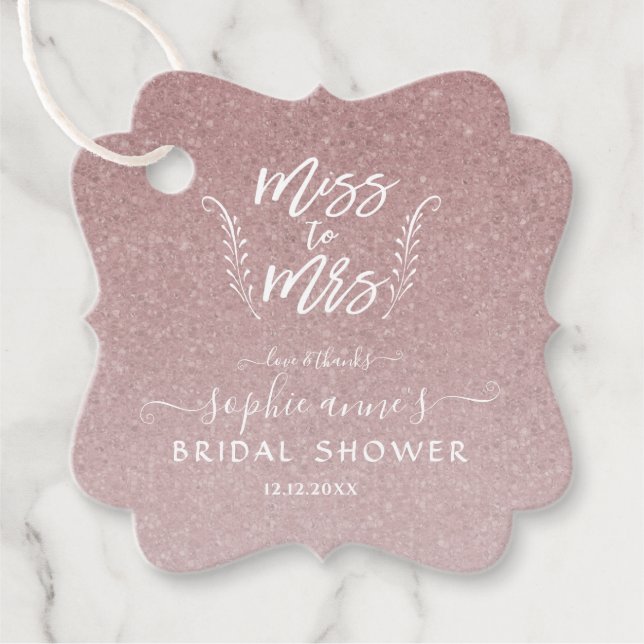 Trendy Rose Gold Miss an Mrs. Brautparty Geschenkanhänger (Vorderseite)