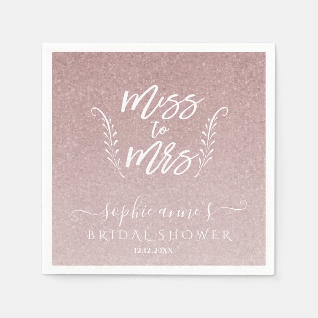 Trendy Rose Gold Miss an Mrs. Brautparty Serviette (Vorderseite)