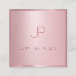 Trendy Rose Gold Modernes, elegantes Template Mono Quadratische Visitenkarte