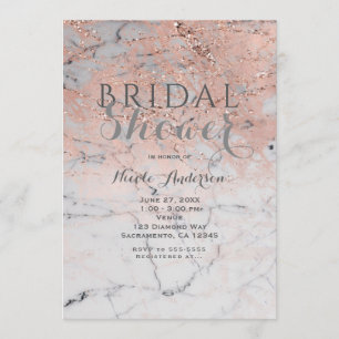 Trendy Rose Gold Pink Marmor Modernes Glam Party Einladung