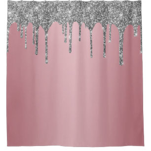 Trendy Rose Gold Pink Silver Glitzer Tropfen Spark Duschvorhang