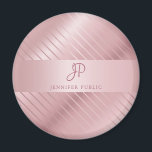 Trendy Rose Gold Template Mit Monogramm modern Magnet<br><div class="desc">Trendy Rose Gold Template Mit Monogramm Modernes Round Magnet.</div>