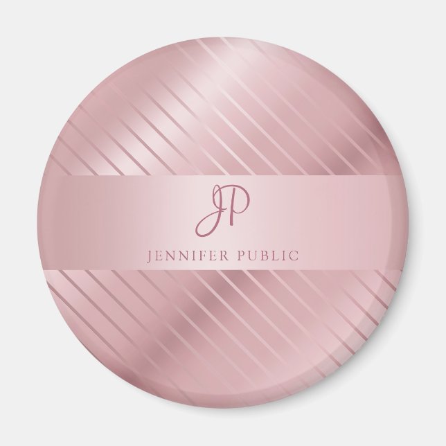 Trendy Rose Gold Template Mit Monogramm modern Magnet (Vorne)