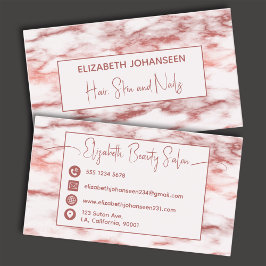 Trendy Rose Gold Weißer Marmor Makeup Artist Salon Visitenkarte