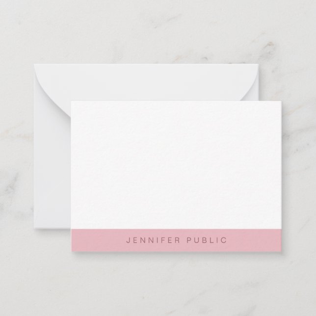 Trendy Rose Gold Weißes einfaches Template Elegant Mitteilungskarte (Vorderseite)