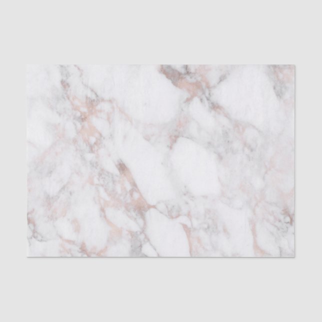 Trendy Rose-Gold & White Imitats Marmor Seidenpapier (Vorderseite)