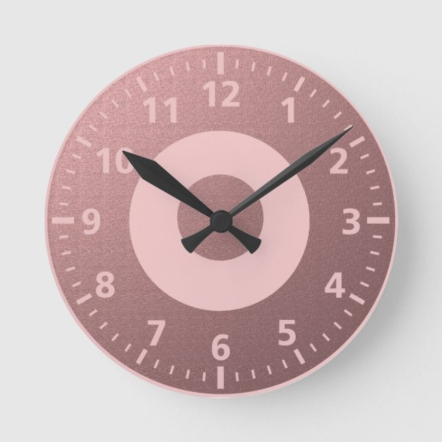 Trendy Rose Pink Glitzer Runde Wanduhr (Vorderseite)