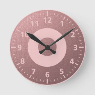 Trendy Rose Rosa Glitzer Runde Wanduhr