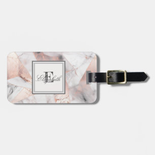 Trendy Roségold geometrisches Marmormuster  Gepäckanhänger
