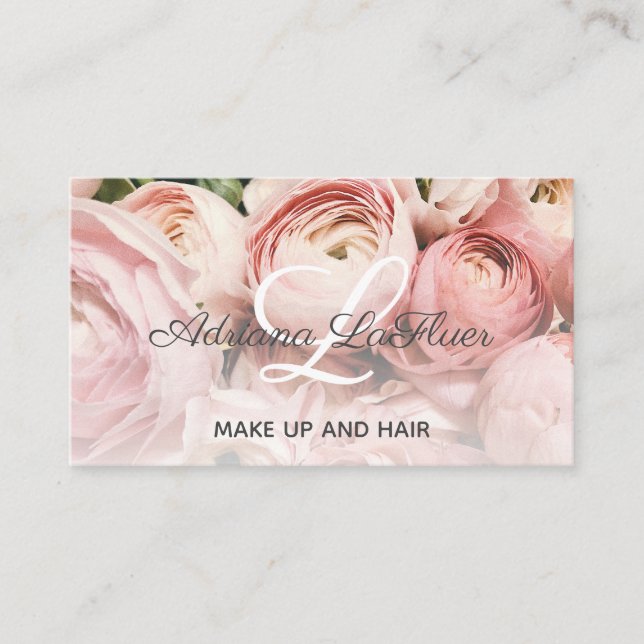 Trendy Rosen-Goldblumenmake-upkünstler-Haar-Salon Visitenkarte (Vorderseite)
