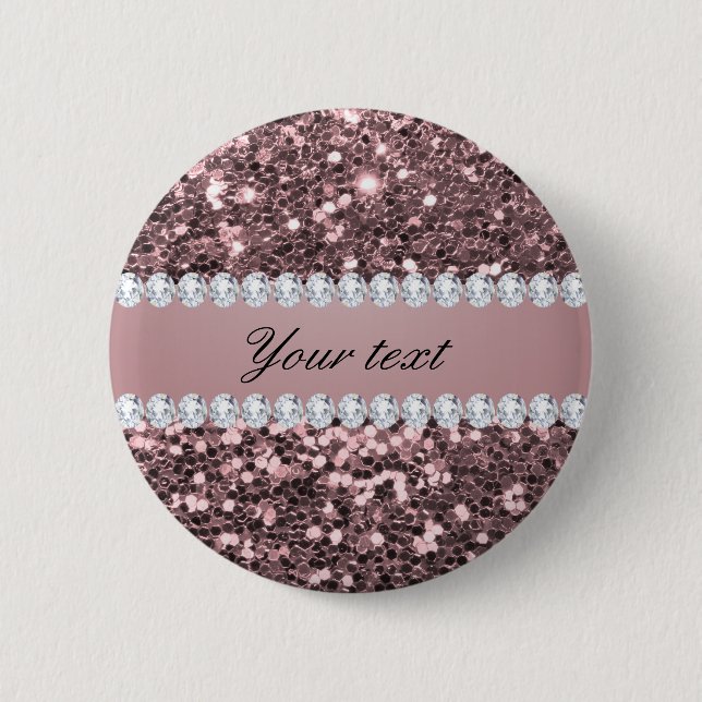 Trendy Rosen-GoldImitat-Glitzer und Diamanten Button (Vorderseite)