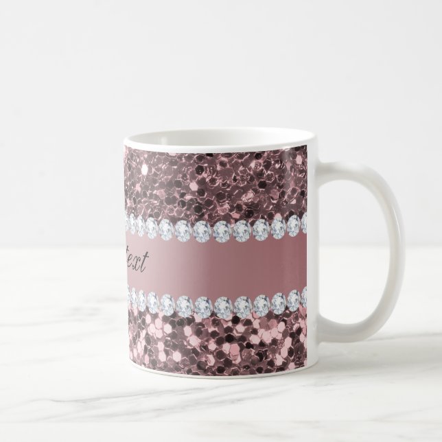 Trendy Rosen-GoldImitat-Glitzer und Diamanten Kaffeetasse (Rechts)