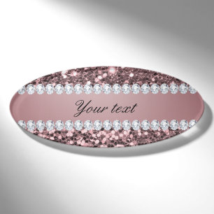 Trendy Rosen-GoldImitat-Glitzer und Diamanten Namenschild