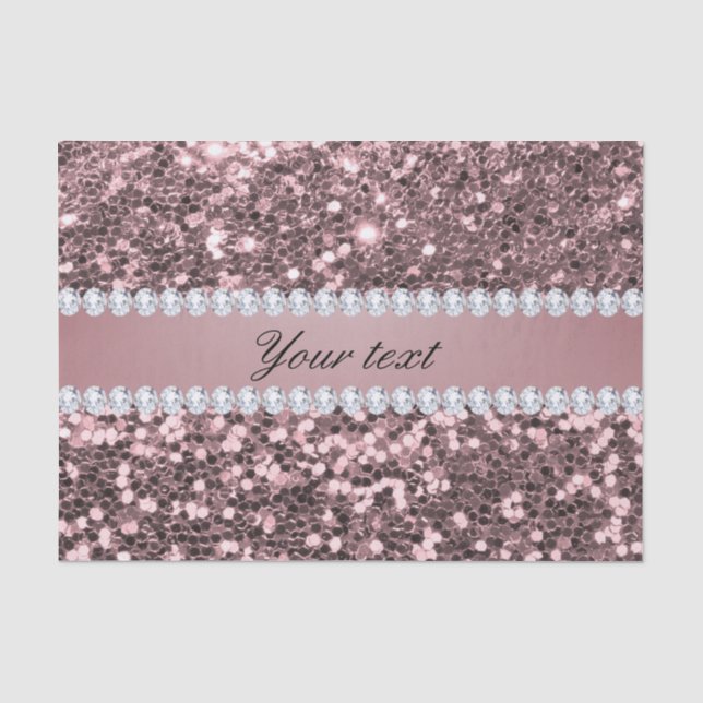 Trendy Rosen-GoldImitat-Glitzer und Diamanten Seidenpapier (Vorderseite)