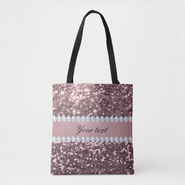 Trendy Rosen-GoldImitat-Glitzer und Diamanten Tasche (Vorderseite)