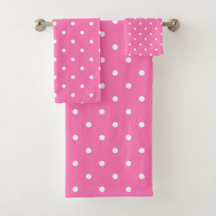 Trendy Rustic White Dots Rosa Elegante Vorlage Badhandtuch Set