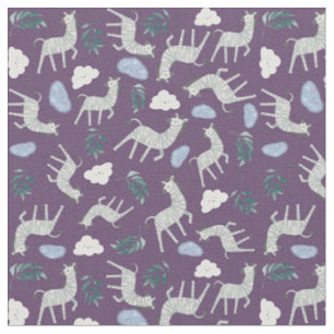 Trendy Safari-Tiere Dschungel Zebra Pferd lila Stoff